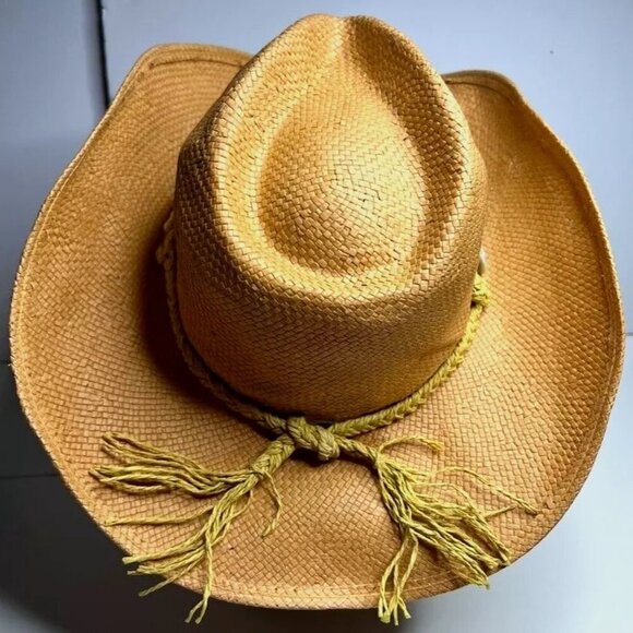 Dorfman Pacific DPC Women Hat OS Shell Band Pinch Front Straw Beach Western Fall - Picture 7 of 7